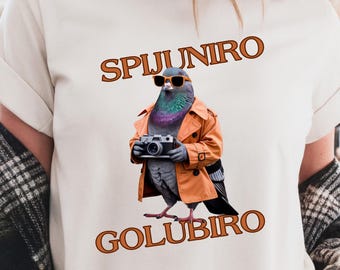 Camiseta divertida de la paloma espía: meme italiano, diseño viral