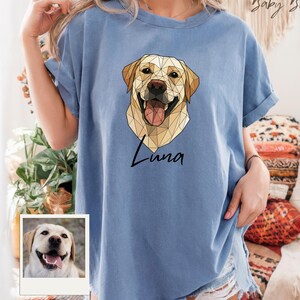 Custom Pet T-shirt with Pet photo and name, Personalized Pet Portrait Shirt, Custom Dog Cat Graphic Tee, Dog Lover shirt, Pet Lover Gift