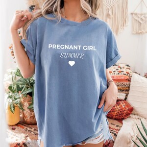 Pregnant Girl Summer Shirt, Comfort Colors Beach Pregnancy Announcement T-shirt, Mom Shirt, Pregnancy Reveal Tee, Baby Shower Gift