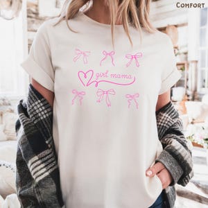 Mama Comfort Colors-T-shirt voor meisjes: Coquette Bow-moederdagshirt