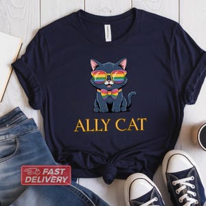 Pride Ally Cat Shirt, Retro Rainbow Colors Cat Ally Shirt,LGBT Gifts, Love Is Love T-Shirt, Cat Pride Shirt, Funny Pride Shirt, LGBTQ Shirt