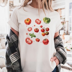 Рубашка Comfort Colors® Tomato, рубашка Fruit, рубашка Botanical, Cottagecore Clothing, рубашка Vegan, эстетическая одежда, рубашка Garden Shirt Vegetable