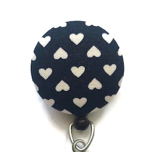 Hearts Retractable Badge Holder - Navy Badge Reel - Name Badge Holder - Id Badge Clip - Nurse Badge Reel - Badge Pull - Best Gift For Mom