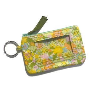 Carteira com chaveiro, porta-identidade estudantil, mini bolsa feita à mão, porta-cartões, porta-cartões com estampa floral, porta-fones de ouvido, o melhor presente para ela