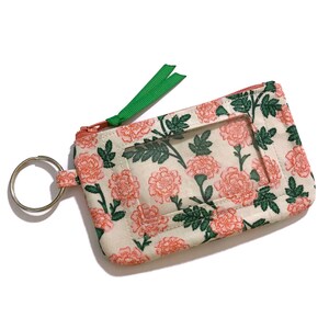 Rifle Paper Co Schlüsselanhänger Id Brieftasche, Ausweishülle mit Foto, Florales Kartenetui, Kleine Reißverschluss-Geldbörse, Minimale Kartenetui, Geschenk 4, Zip Id Etui
