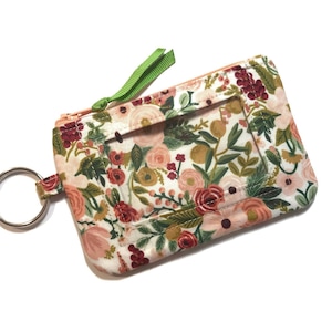 Cartera de identificación floral, llavero de Rifle Paper Co., tarjetero para estudiante, monedero, pequeño con cremallera, tarjetero, billetera pequeña
