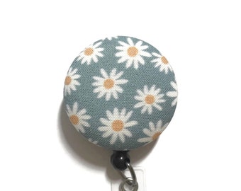 Blue Daisy Floral Badge Reel, Spring Flower Badge Reel, Id Badge Clip, Name Badge Holder, Best Gift for Her, Nurse Badge Reel, Id Badge Pull