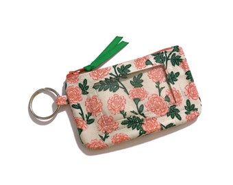 Rifle Paper Co Keychain Id Wallet, Photo ID Holder, Floral Card Case, Small Zipper Coin Purse, Minimal Card Wallet, Gift 4 Her, Zip Id Case