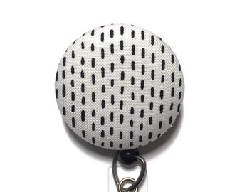 White & Black Badge Reel - Badge Reel Nurse - Dot Retractable Badge Holder - Name Badge Holder - Badge Pull - Badge Clip - Interchangeable