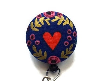 Rifle Paper Co - Heart Badge Reel - Name Badge Holder - Interchangeable - Id Badge Clip - Nurse - Wonderland - Badge Reel Cover