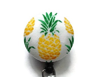 Pineapple Badge Reel - Retractable Badge Reel - Badge Holder Nurse - Id Badge Clip - Name Badge Holder - Flower Badge Reel - Teacher Gift