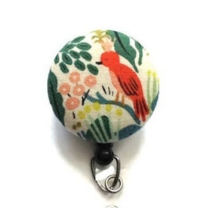 Rifle Paper Co Badge Reel - Jungle Menagerie - Red Bird - Name Badge Holder - Animal Badge Reel - Badge Clip - Gift For Nurse - Teacher