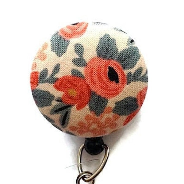 Rifle Paper Co Retractable Badge Holder, Floral Badge Reel,  Rosa Coral, Nurse Badge Reel, Id Badge Clip, Best Gift For Mom, Name Tag Holder