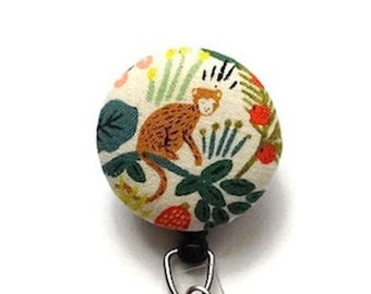 Rifle Paper Co Jungle Menagerie Badge Reel - Floral Retractable ID Badge - Name Badge Holder - Animal Id Badge Clip - Badge Reel Nurse -