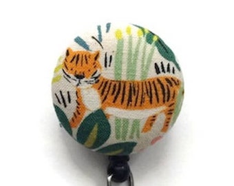 Animal Badge Reel, Rifle Paper Co.Jungle Menagerie, Tiger Id Badge Holder, Name Tag Holder, Id Badge Clip, Gift for Nurse, Interchangeable