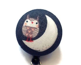 Owl Retractable Badge Holder - Badge Reel - Nurse - Id Holder - Teacher Badge Reel - Woodland Animal - Gray - Name Badge Holder - Badge Clip