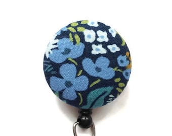 Rifle Paper Co Retractable Badge Holder - Navy - English Garden Badge Reel - Floral Badge Pull  - Id Badge Clip - Nurse Badge - Id Holder