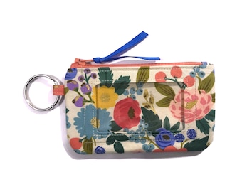 Rifle Paper Co Vintage Blossom Keychain ID Wallet, Student ID Holder, Gift 4 Her, Small Coin Purse, Photo ID Card Case, Credit Card Holder