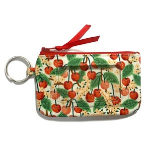 Rifle Paper Co. Cherry Blossom en crema, llavero con tarjetero, tarjetero para estudiante, monedero pequeño con cremallera, tarjetero minimalista, el mejor regalo para ella