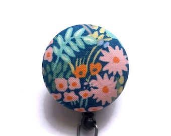 Rifle Paper Co Floral Badge Reel Meadow - Retractable Badge Holder - Nurse Name Badge Holder - Badge Pull - Id Badge Clip - Key Card Holder