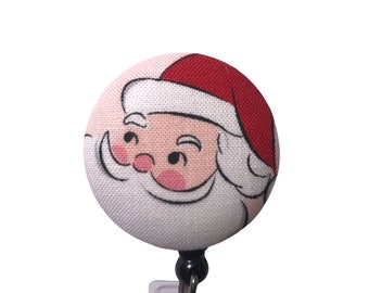 Santa Badge Reel, Retractable ID Badge Holder, Badge Pull, Id Badge Clip, Name Tag Holder, Interchangeable, Nurse Badge Reel, Gift Under 10