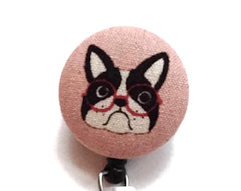 Dog Badge Reel - Retractable Id Badge - Pink Name Badge Holder - Cute Nurse Badge Reel -  Id Badge Clip - Nerdy Animal Badge Reel