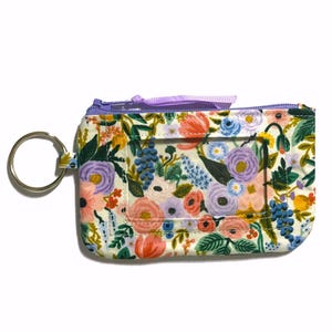 Monedero con llavero y diseño floral de jardín inglés de Rifle Paper Co., porta carné de estudiante, monedero pequeño, tarjetero con foto, minicartera, el mejor regalo para ella