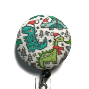 Carrete de insignias de dinosaurios navideños, clip para credencial de identificación, soporte retráctil para credencial de Papá Noel, soporte para etiqueta con nombre de enfermera, tirador de credencial de animal, el mejor regalo para maestros