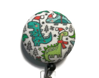 Christmas Dinosaurs Badge Reel, Id Badge Clip, Santa Retractable Badge Holder, Nurse Name Tag Holder, Animal Badge Pull, Best Teacher Gift