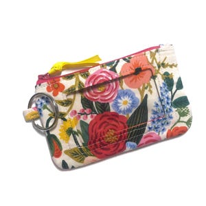 Monedero con llavero de Rifle Paper Co., diseño de vides de jardín inglés, tarjetero para identificación de estudiante, minicartera de mano, tarjetero pequeño con cremallera, el mejor regalo para ella.