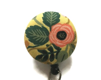 Floral Badge Reel - Rifle Paper Co Primavera - Nurse ID Badge Holder - Interchangeable - Flower Badge Reel - Id Badge Clip - Gift Under 10