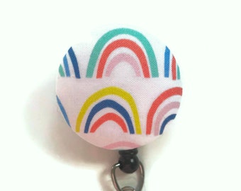 Rainbow Badge Reel - Nurse Badge Reel - Interchangeable - Id Badge Clip - Modern Badge Pull - Badge Reel Cover - Name Badge Holder