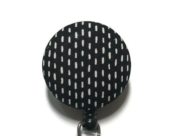 Black & White Nurse Badge Reel -  Id Badge Reel - Minimal Dot Retractable Badge Holder - Id Badge Holder - Badge Pull - Name Badge Clip