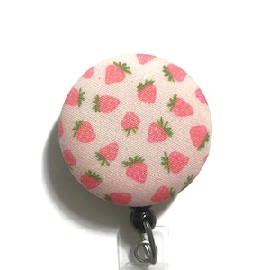 Strawberry Badge Reel, Retractable Badge Holder, Fruit Id Badge Clip, Badge Pull, Nurse Badge Reel, Strawberry Name Tag Holder, Gift 4 Her