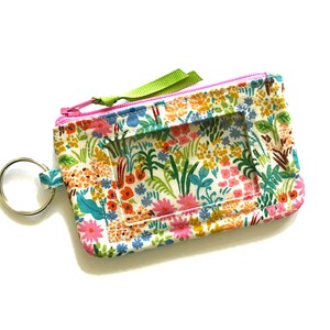 Cartera con llavero con diseño de jardín inglés de Rifle Paper Co., porta carné de estudiante, monedero con cremallera, billetera porta carné, tarjetero floral, regalo para ella