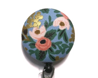 Rifle Paper Co, Rosa Chambray Floral Badge Reel, Nurse Badge Reel, Badge Clip, Retractable Badge Holder, Badge Lanyard, Best Teacher Gift