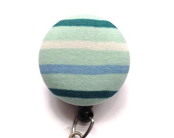 Rifle Paper Co Retractable Id Badge Holder, Stripe Badge Reel, Green & Blue Badge Clip, Best Nurse Gift, RN Badge Reel, Id Badge Lanyard