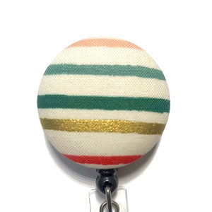 Rifle Paper Co Stripe Badge Reel, Nurse Badge Reel, Id Badge Clip, Modern Badge Pull, Best Teacher Gift, Interchangeable, ID Badge Holder