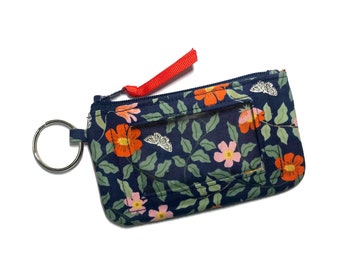 Rifle Paper Co Floral Keychain ID Wallet, Strawberry Fields In Navy, Student ID Holder, Keychain Coin Purse, Credit Card Holder, Gift 4 Her