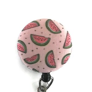 Carretel de crachá de melancia, clipe de crachá de identificação, porta-crachá retrátil, enfermeira de carretel de crachá, porta-etiqueta de nome, puxador de crachá rosa, intercambiável, presente