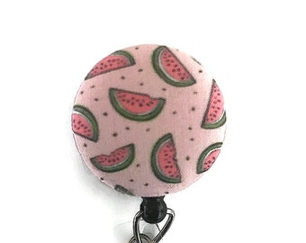 Watermelon Badge Reel, Id Badge Clip, Retractable Badge Holder, Badge Reel Nurse, Name Tag Holder, Pink Badge Pull, Interchangeable, Gift