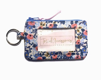 Rifle Paper Co. Rosa Keychain Id Wallet, Student ID Holder,  Floral Zipper Coin Purse, Photo Id Holder Case, Credit Card Holder, Gift 4 Her