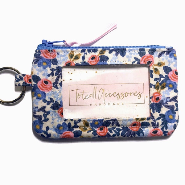 Rifle Paper Co. Rosa Keychain Id Wallet, Student ID Holder,  Floral Zipper Coin Purse, Photo Id Holder Case, Credit Card Holder, Gift 4 Her