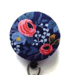 Rosa Floral Badge Reel Retractable Id Holder Nurse Lanyard Clip Interchangeable Cover Name Tag Work Accessory Teacher Gift Rifle Paper Co