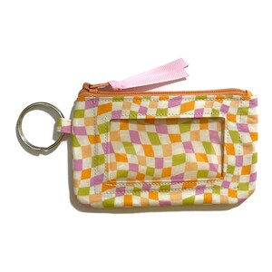Cartera de identificación de llavero Groovy, bolsa de monedas con cremallera pequeña, titular de identificación de estudiante, monedero, billetera delgada, titular de tarjeta de crédito, llavero, regalo 4 ella,