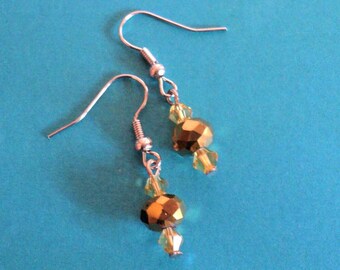 Gold Dangle Earrings, Gold Crystal Earrings, Formal Earrings, Petite Dangle Earrings, St. Patrick's Day Earrings, Pot Of Gold