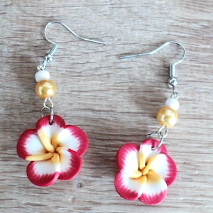 Red and Yellow Pansy Dangle Earrings, Spring Beaded Floral Pansy Earrings, Easter Floral Earrings, Spring Floral Jewelry, Gift For Her