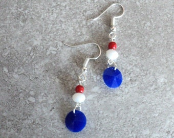 Red White and Blue Patriotic Earrings, Dangle Earrings, 4th of July Earrings, 4th of July Jewelry, Proud To Be An American, American Flag