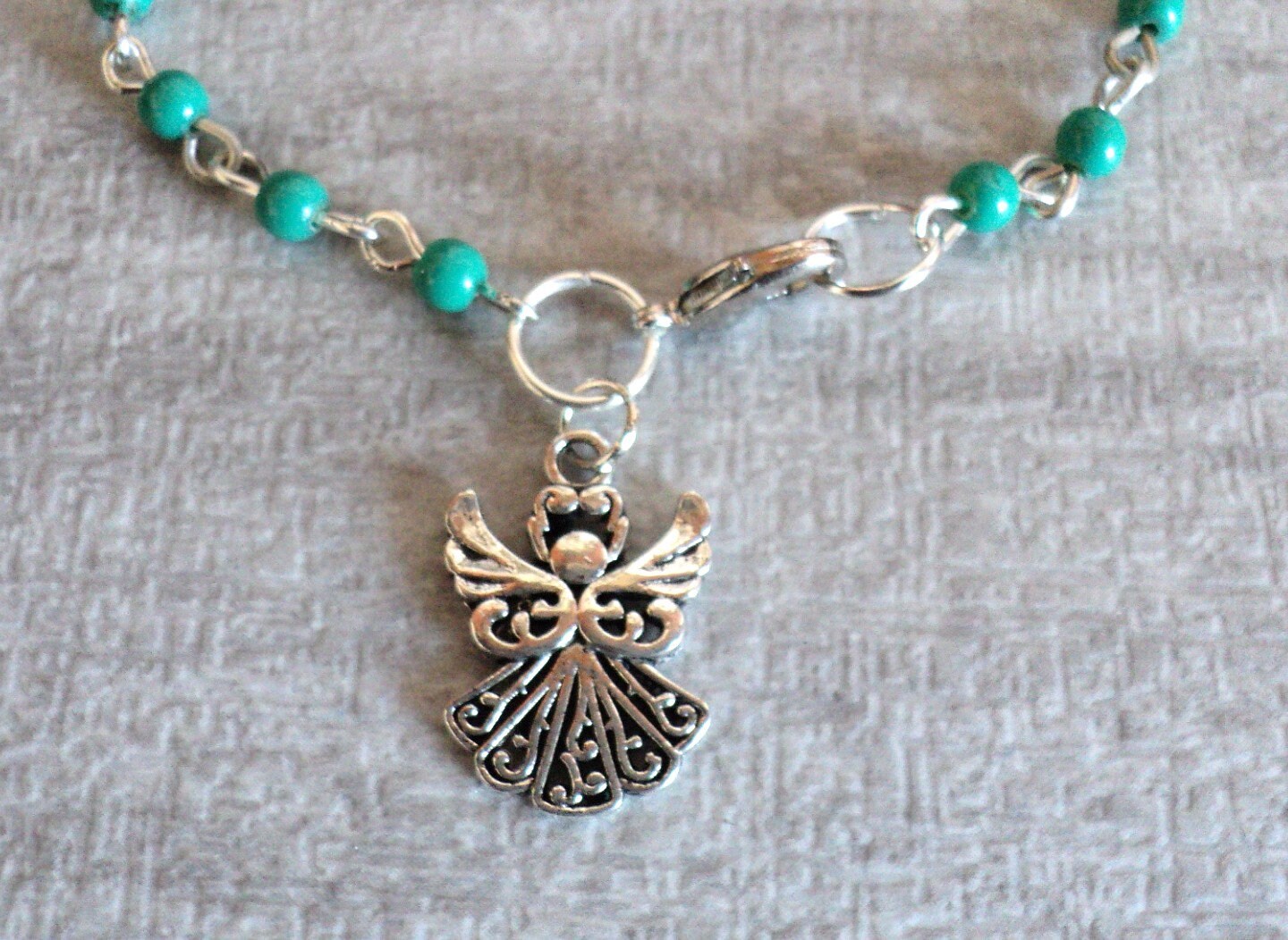 Angel Charm Bracelet Beaded Charm Bracelet Turquoise Green Etsy