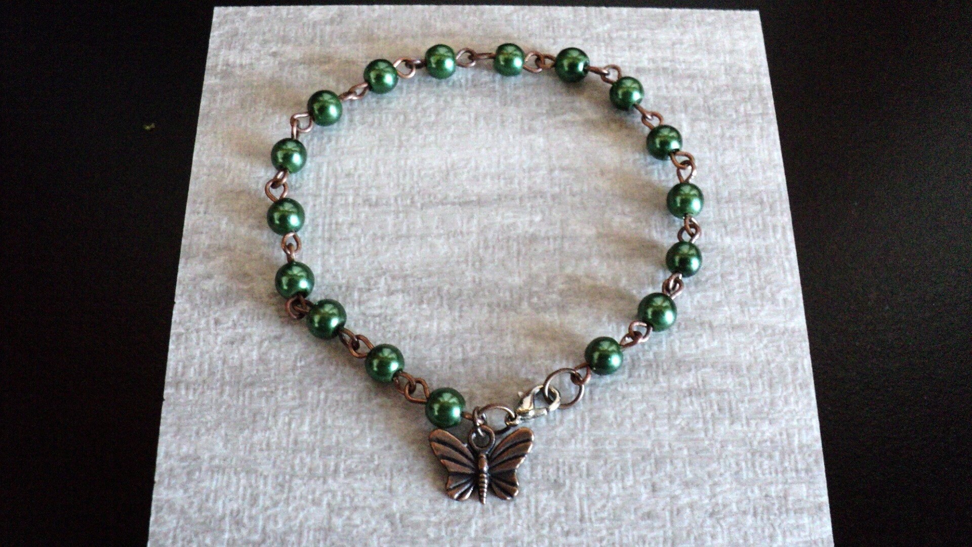Butterfly Charm Bracelet Beaded Glass Pearl Charm Bracelet Etsy
